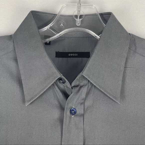 Gucci Italy Y2K Tom Ford Mens Med 41 / 16 Button Up Dress Shirt Gray 100% Cotton - Picture 3 of 12